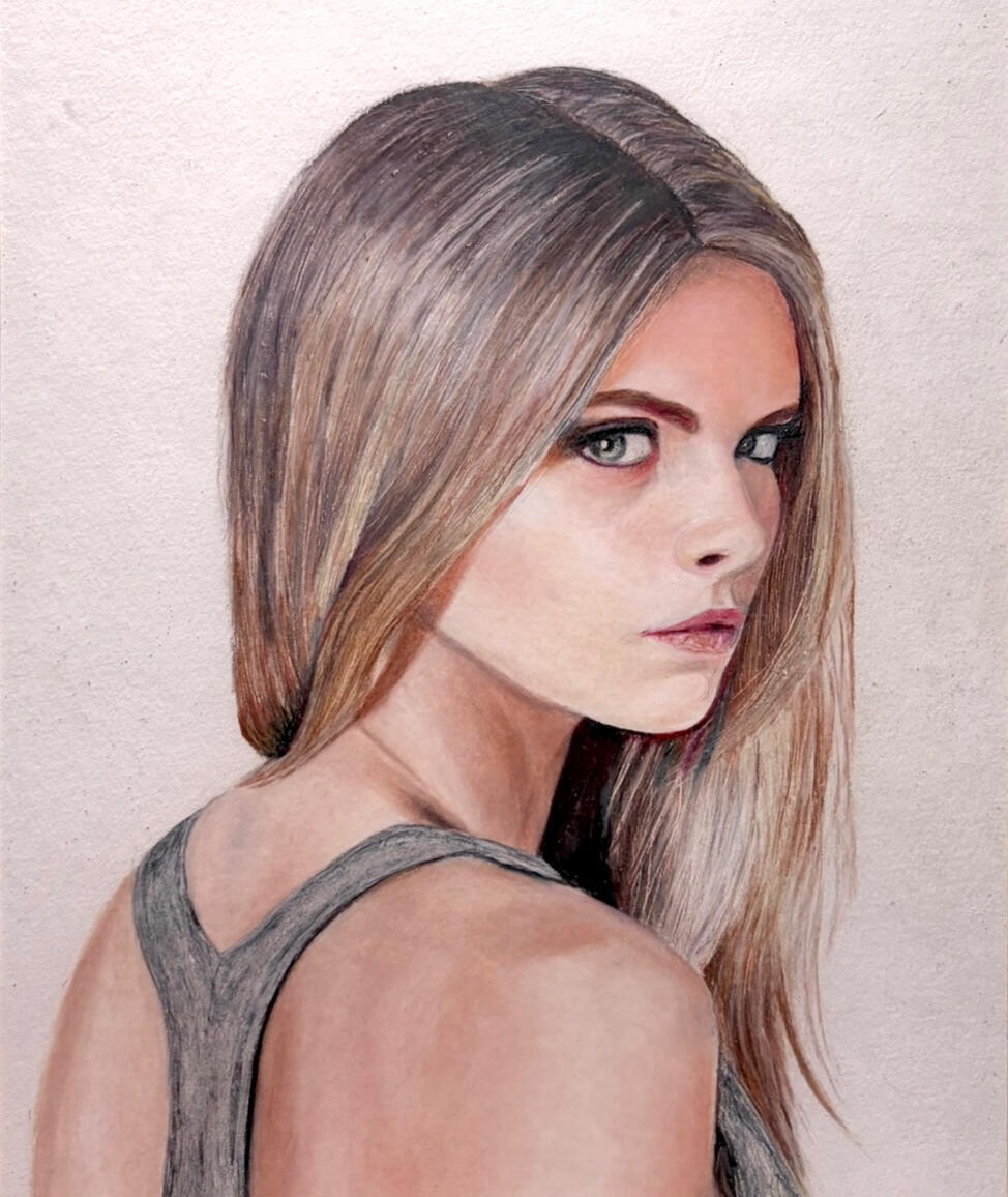 Contemporary Portraiture · Colored pencil on paper, A portrait study.