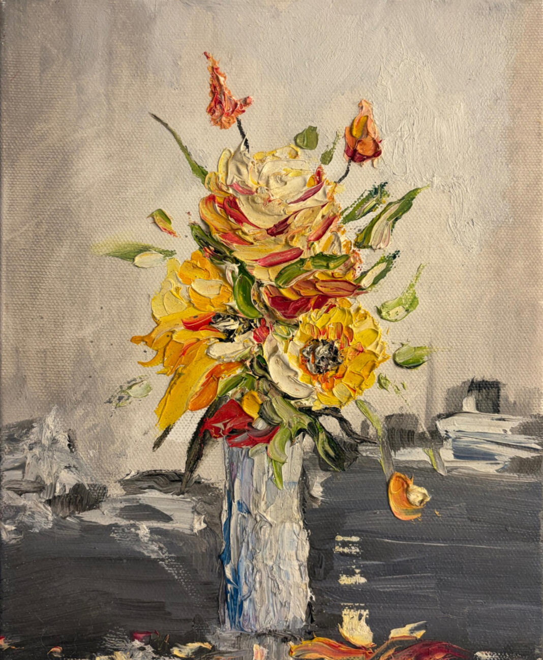 Floral Still Life · Oil on canvas, A floral study painted as a personal gift for my wife.