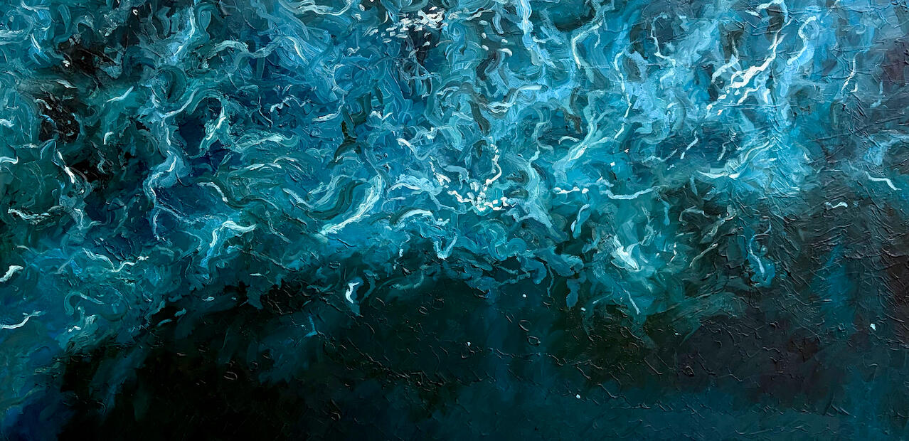 Abstract Expressionism · Oil on canvas, An abstract study of water, evoking the flow and turbulence of a moving surface.