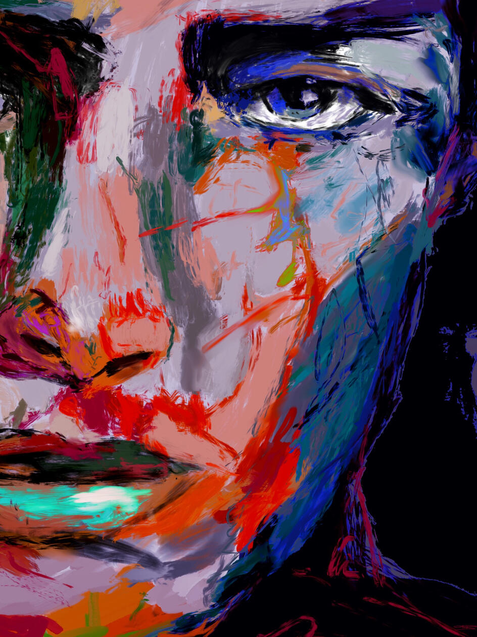 Expressionist Portraiture · Digital painting, A chroma study exploring how shifts in hue and saturation can construct facial form.