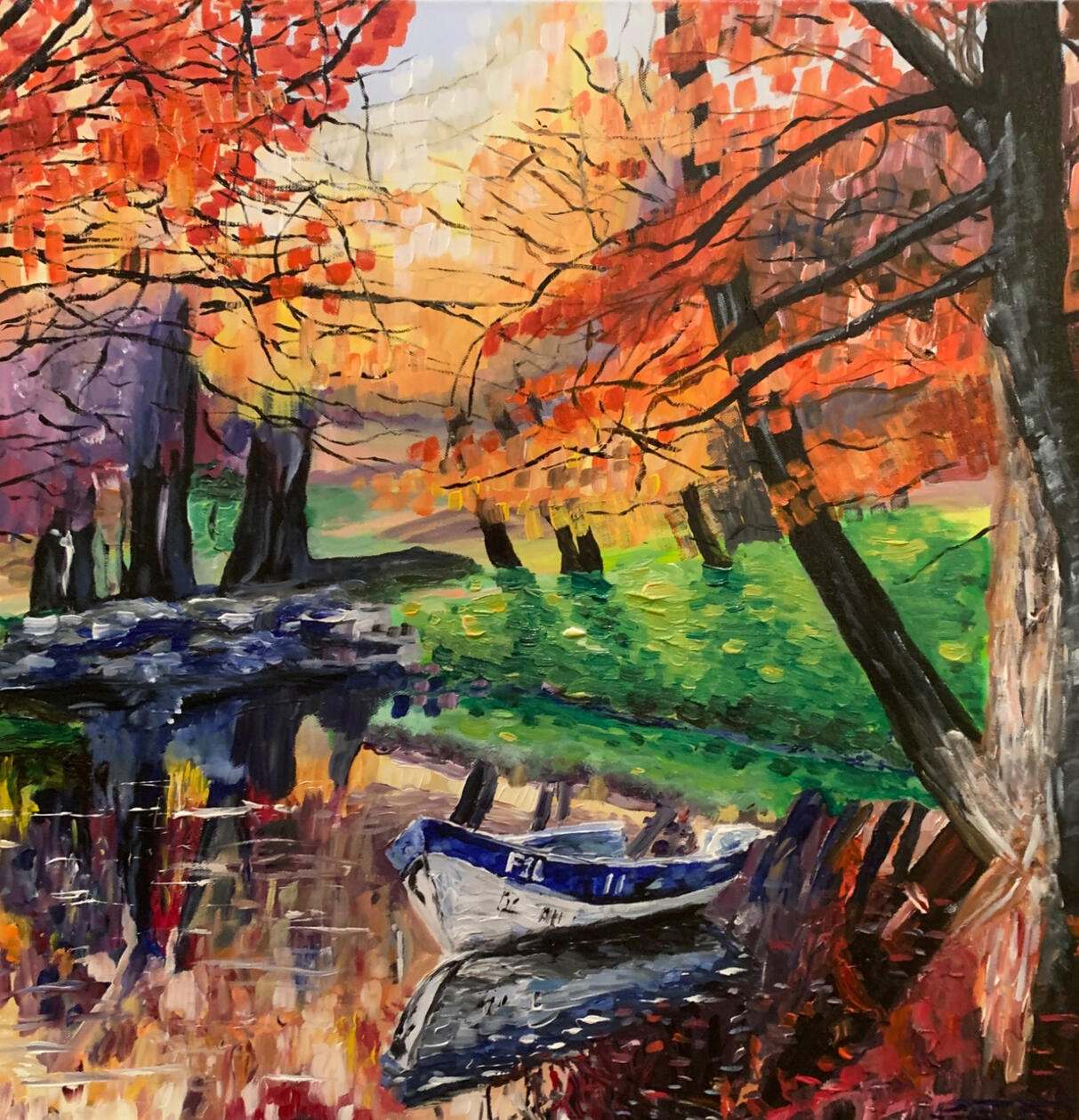 Expressionist Landscape · Acrylic on canvas, A color study exploring heightened saturation.